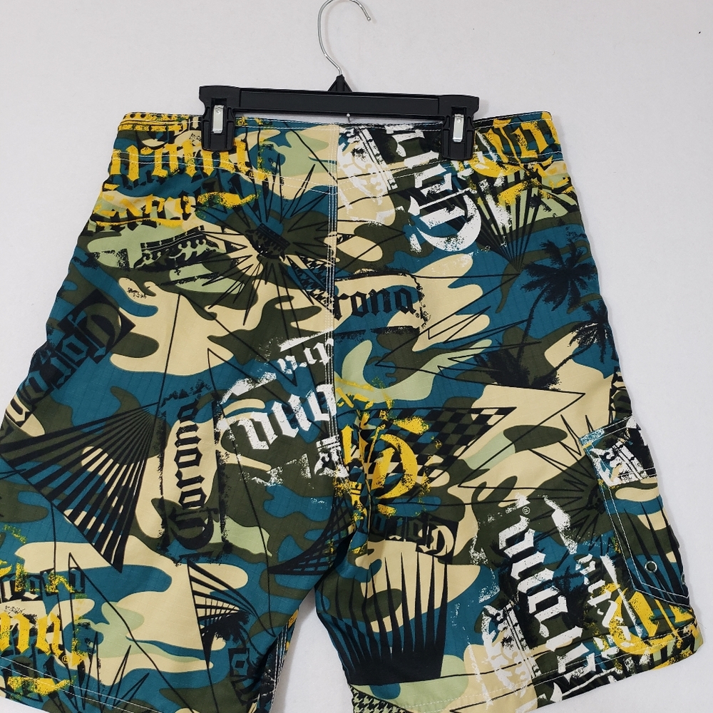 CORONA Extra MENS Shorts Surf & Turf TAN BLUE AND ARMY GREEN SWIM TRUNKS Medium - Picture 4 of 6